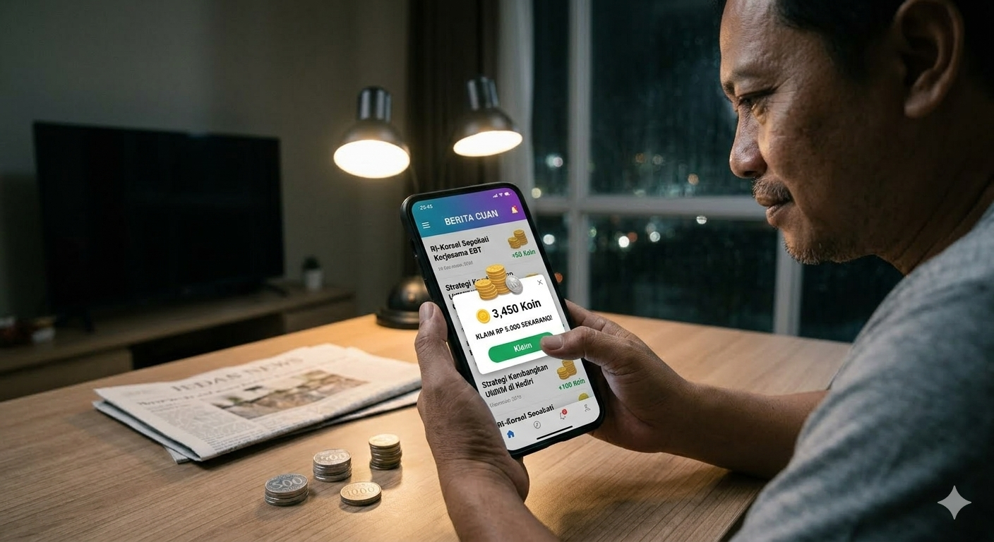 Aplikasi baca berita dapat cuan